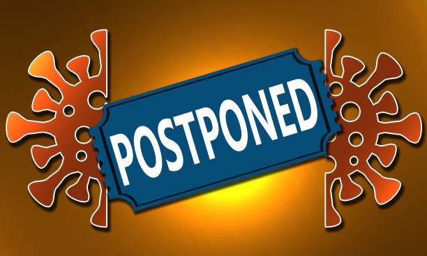 Event postponed concept due to virus covid-19 Event postponed concept due to virus covid-19, 3d rendering postponed stock pictures, royalty-free photos & images