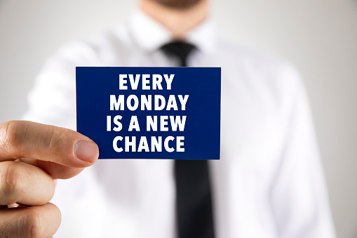 Every monday is a new chance note on business card