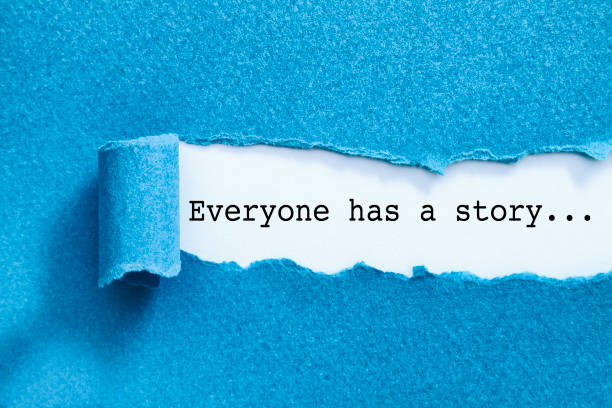 Everyone has a story. Everyone has a story written under torn paper. storytelling stock pictures, royalty-free photos & images