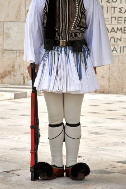 Evzonas Guardian in front of the Greek parliament stock photo