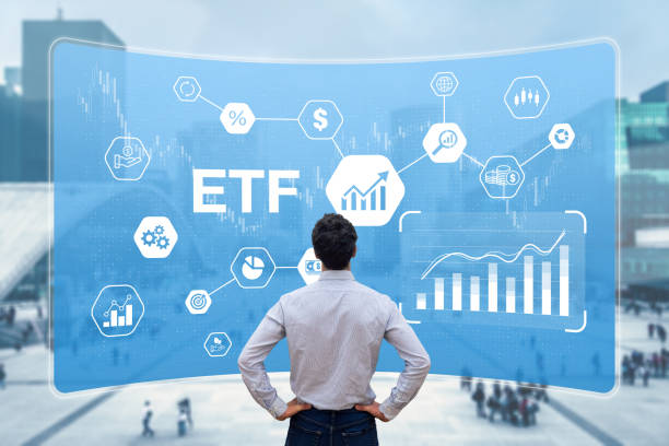ETF Exchange-Traded Funds investment with investor building a portfolio of financial assets on market such as stock, bonds, commodities, currencies. Capital management and finance. stock photo