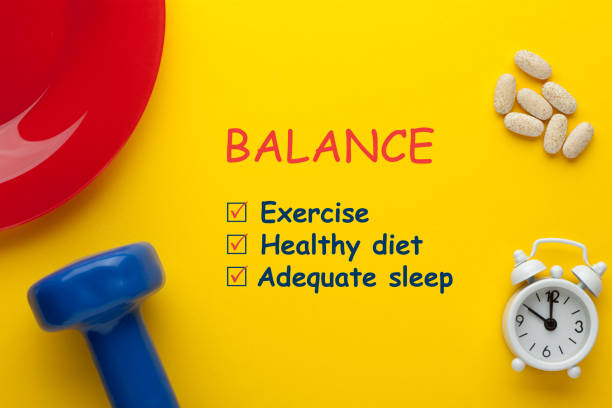 Exercise Diet Sleep Balance stock photo