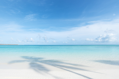 Exotic tropical beach scene for background or wallpaper