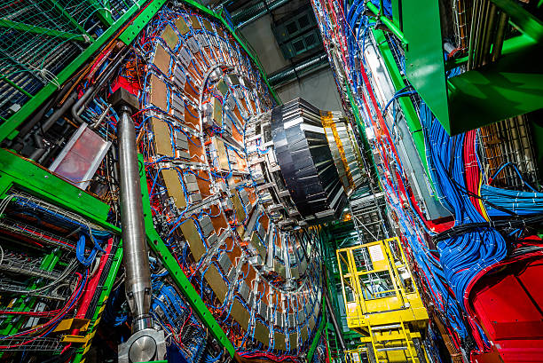 CMS Experiment Detector Muon Endcup Expriment Detector with Cables large hadron collider stock pictures, royalty-free photos & images