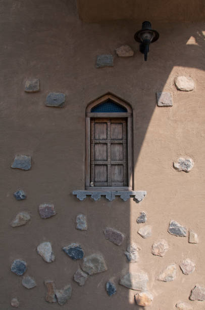 Exterior of a village house with mud texture stock photo
