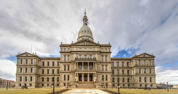 Exterior Of Michigan State Capitol Building In Lansing stock photo