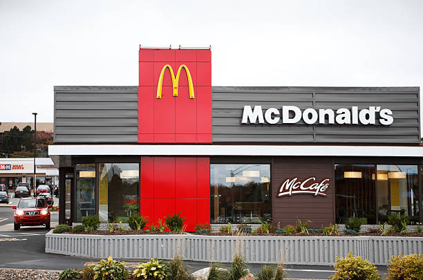Exterior of newly re-designed McDonalds location stock photo