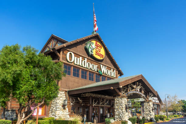 Exterior view of Bass Pro Shops stock photo