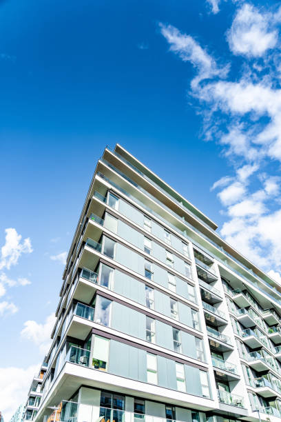 Exterior view of modern apartments stock photo