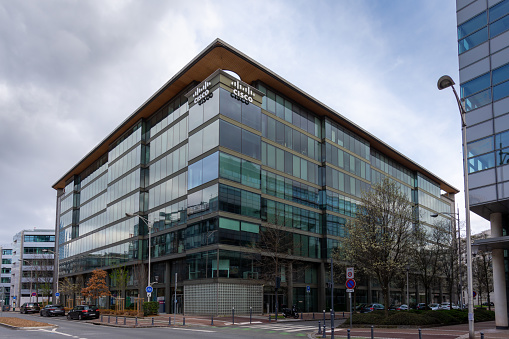 Issy-les-Moulineaux, France - March 21, 2021: Exterior view of the French headquarters of Cisco Systems France. Cisco Systems is an American IT company