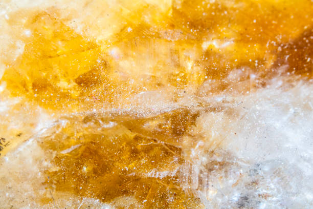 Extreme Close Up of An Citrine Crystal Quartz Abstract stock photo