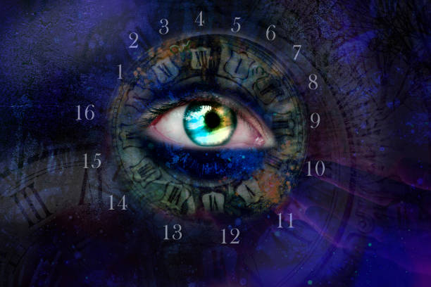eye of the universe and numbers, numerology - numerologia imagens e fotografias de stock