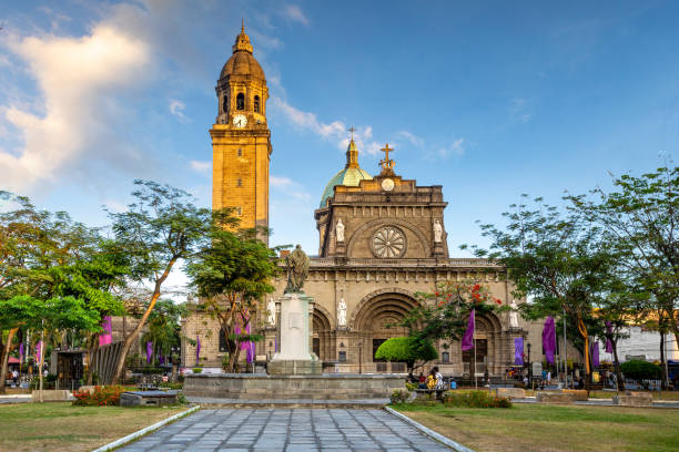 Facade of Manila Cathedral stock photo
