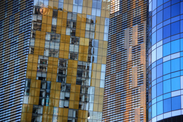 Facade of the Aria Resort & Casino in Las Vegas, NV stock photo