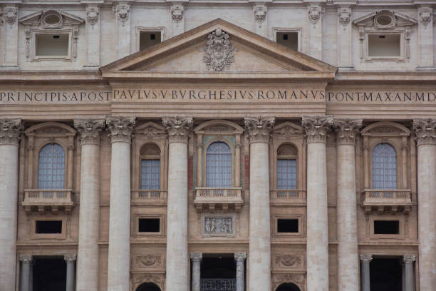 Facade of the Saint Peter Basilica  in Vatican stock photo