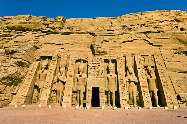 Facade of the Small Temple at Abu Simbel stock photo