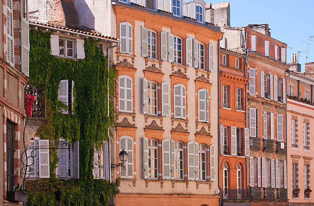 Facades of Toulouse stock photo