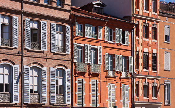 Facades of Toulouse stock photo