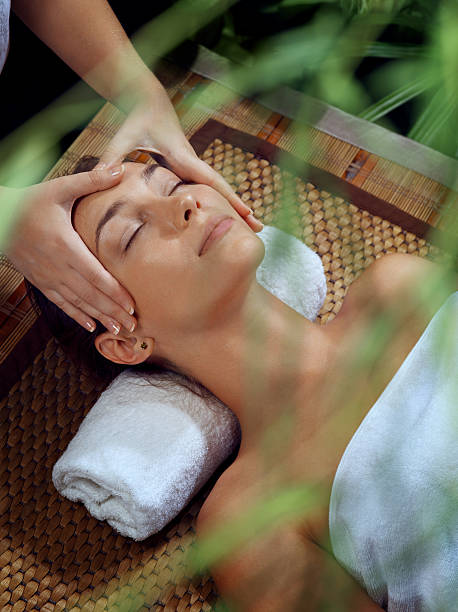 face massage stock photo