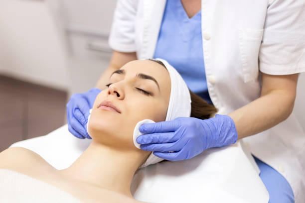 Face Skin cleaning massage stock photo