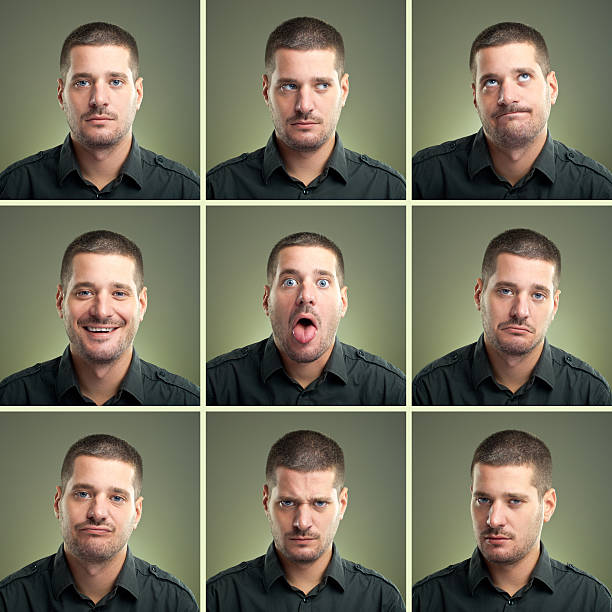 Facial expressions Young man portraits expressing different emotional states. facial expression stock pictures, royalty-free photos & images