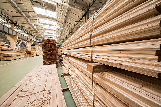 Factory: lumber yard stock photo