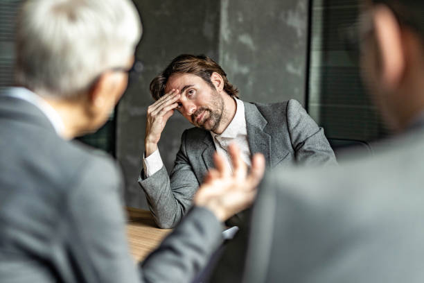 Failure on a job interview in the office! stock photo
