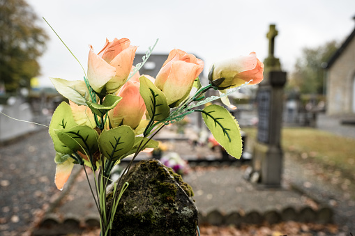 Fake flowers on the graveyard