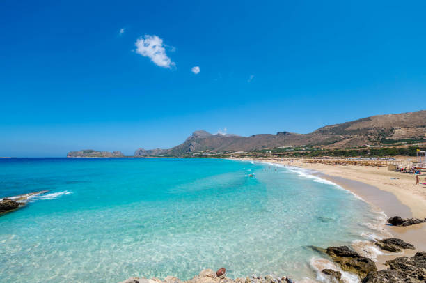 Falasarna beach, one of the most famous beaches of Crete stock photo