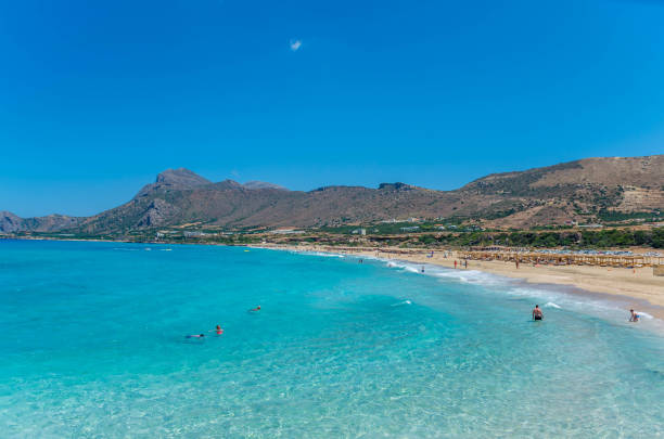 Falasarna beach, one of the most famous beaches of Crete stock photo