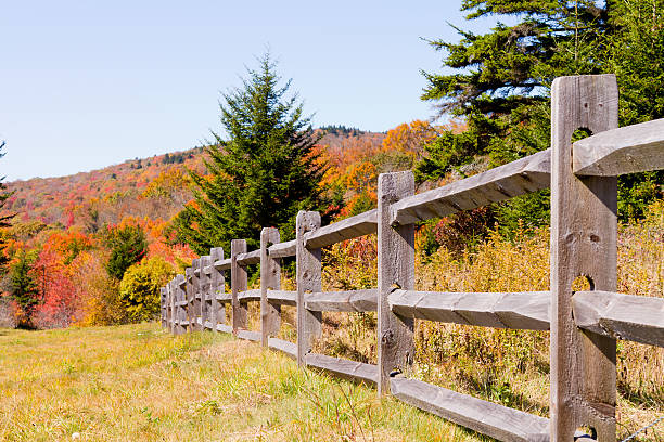 Fall Fence and field stock photo