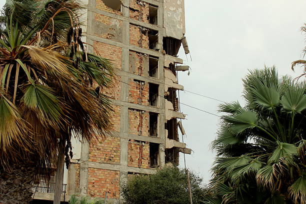 Famagusta / Varosha District The buildings and the left zone (ghost town) after the war in Famagusta, Varosha, Cyprus. The place is still left and it is not allowed to enter the zone.  varosha cyprus stock pictures, royalty-free photos & images