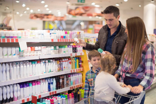 Family shopping for cosmetics Family shopping for cosmetics deodorant stock pictures, royalty-free photos & images
