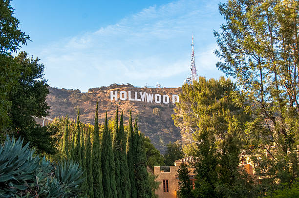 Famous landmark Hollywood Sign in Los Angeles, California. stock photo