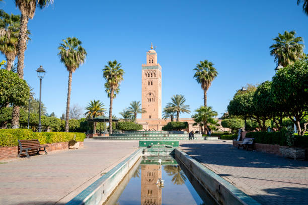 Famous mosque from 12th century in old town of Marrakech, Morocco Koutoubia mosque from 12th century in old town of Marrakech, Morocco marrakesh stock pictures, royalty-free photos & images