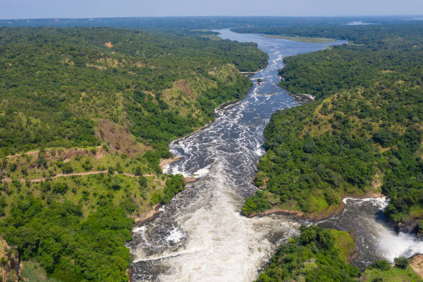 Famous Murchison Falls at Nile River, Uganda stock photo