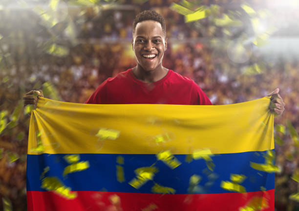 Fan / Sport Player holding the flag of Colombia Sport collection colombian ethnicity stock pictures, royalty-free photos & images