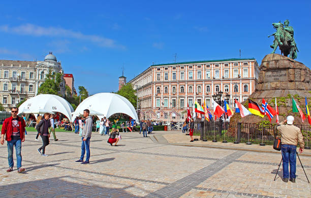 國際歌曲大賽歐洲電視網-2017年對索菲亞廣場在基輔的磁區 - ukraine eurovision 個照片及圖片檔