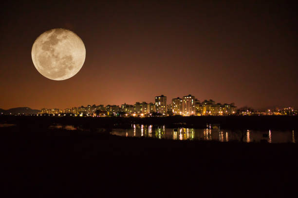 Fanciful Super Moon. stock photo