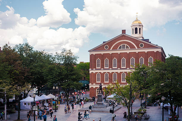 Faneuil Hall along Freedom Trail in Boston, MA stock photo
