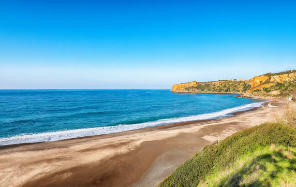 Fantastic view of beach Torre Conca (cape Rais Gerbi). Sunny scene. stock photo