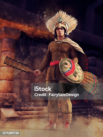 istock Fantasy Aztec warrior in a temple 1271289730