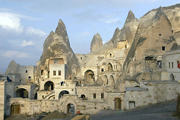 Far away view of cave city in Cappadocia cave city in Cappadocia türkiye country stock pictures, royalty-free photos & images
