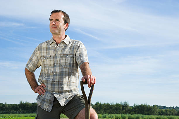 Farmer standing in field  hand on hip stock pictures, royalty-free photos & images
