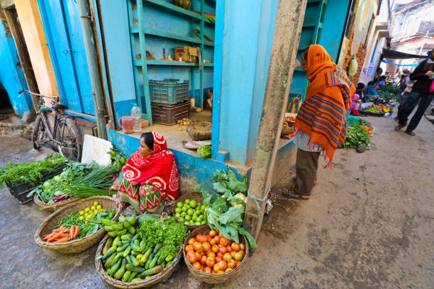 Farmer's market in Katwa West Bengal India stock photo