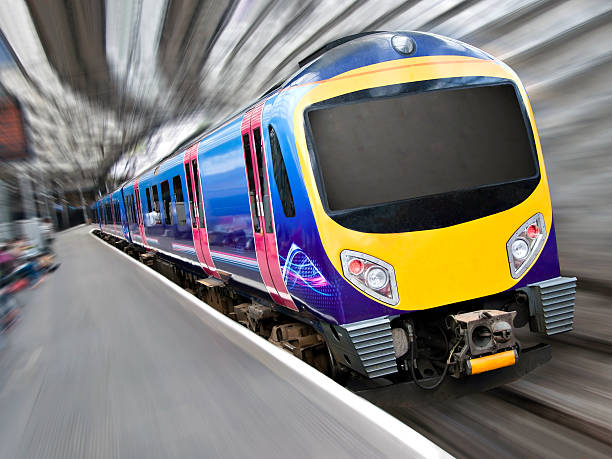 Fast Modern Passenger Train with Motion Blur stock photo