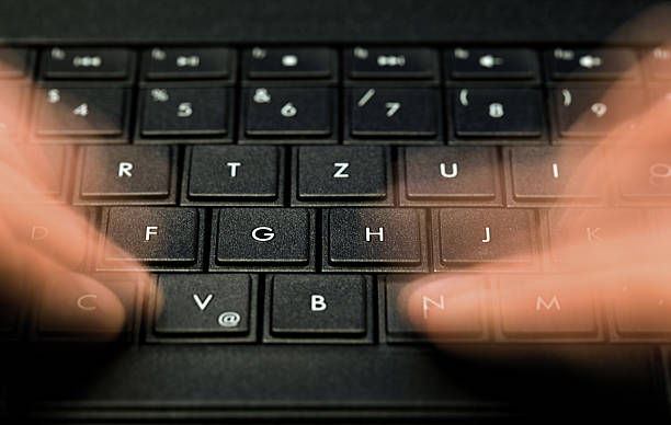 Fast typing stock photo