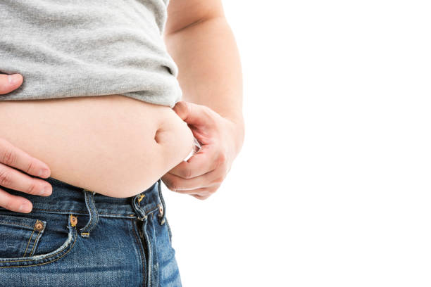 脂肪男性の胃 - ダイエット ストックフォトと画像