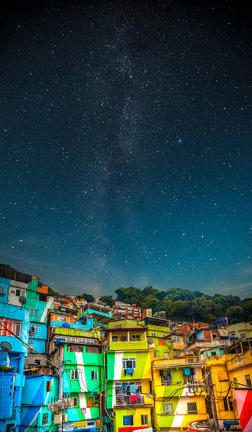 Favela night stock photo