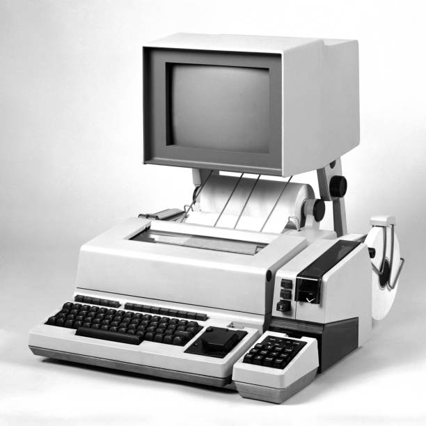 Fax machine of early 1980 stock photo